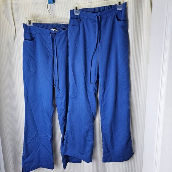 Grey’s Anatomy Scrub XS Set Royal Blue 5 Pocket Flare Leg XS Medical Nurse Pants - Picture 2 of 10
